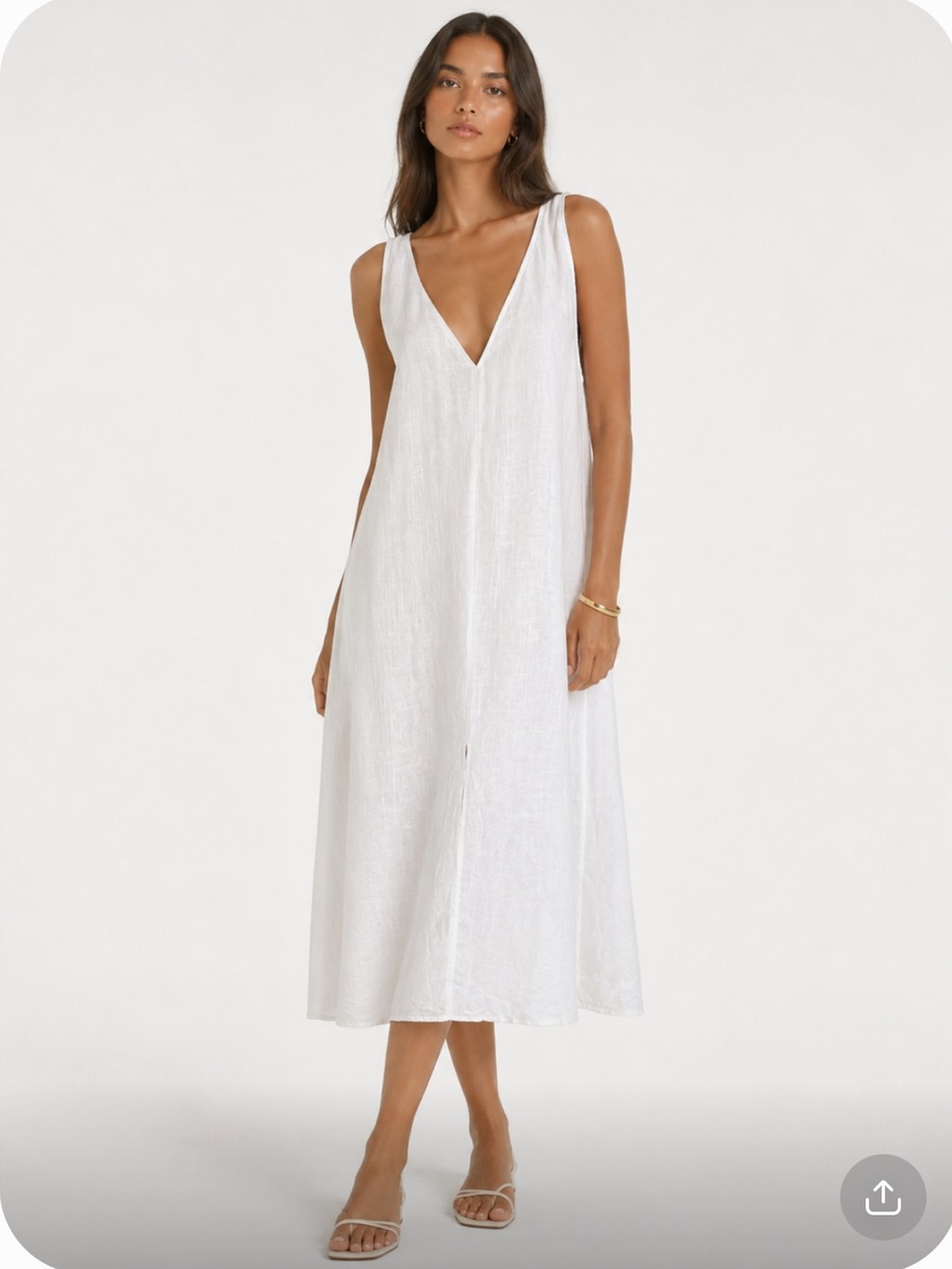 REFORMATION White 100% Linen Sleeveless V-Neck Maxi Shift Dress Size M